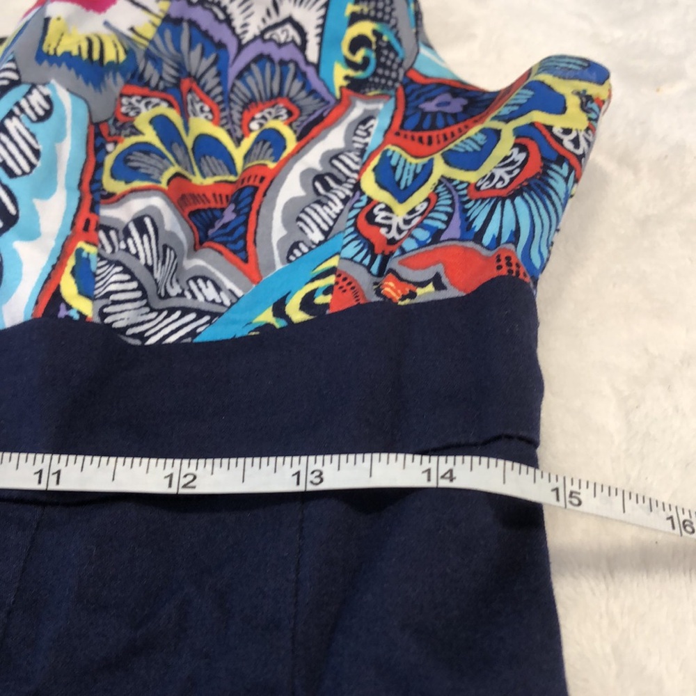 Nine West floral sleeveless midi dress navy teal red white lined scoop neck SZ 6 - Picture 13 of 13